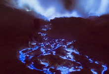 Crater That Leaks Neon Blue ‘Lava’?