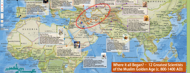 Mapping 12 Greatest Scientists of the Muslim Golden Age